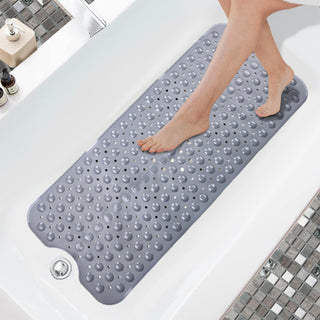 K Collection Premium Non Slip Shower Mat – Anti Mould & Mildew, 200 Suction Cups – Extra Long 100x40cm Rubber PVC Bath Mat – Machine Washable – Grey