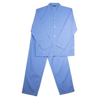 Keanu Mens Woven Pyjamas Set - Multiple Designs - Long Sleeve Button Down Shirt with Chest Pocket and Straight Leg Pants