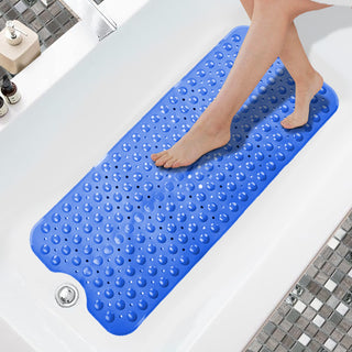 K Collection Premium Non Slip Shower Mat – Anti Mould & Mildew, 200 Suction Cups – Extra Long 100x40cm Rubber PVC Bath Mat – Machine Washable – Blue