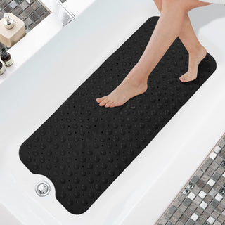 K Collection Premium Non Slip Shower Mat – Anti Mould & Mildew, 200 Suction Cups – Extra Long 100x40cm Rubber PVC Bath Mat – Machine Washable – Black