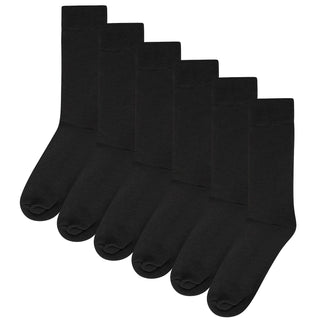Mens 6 Pack Brushed Thermal Black Socks