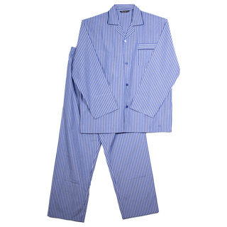 Keanu Mens Woven Pyjamas Set - Multiple Designs - Long Sleeve Button Down Shirt with Chest Pocket and Straight Leg Pants