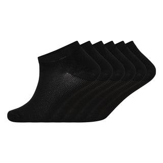 Ladies 6 Pack Bamboo Trainer Ankle Socks, Breathable Low Cut Ankle Trainer Sock - Black