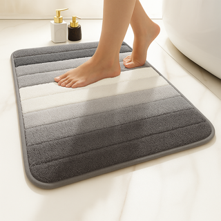 K Collection Multipurpose Microfibre Bath Mat – Super Absorbent Non-Slip Mat - Extra Soft Thick Floor Foot Mat, Fluffy Shaggy Shower Bathroom Mat - Grey