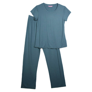 Keanu Ladies Ribbed Lounge Set - Beige, Green & Black Design - Viscose Blend
