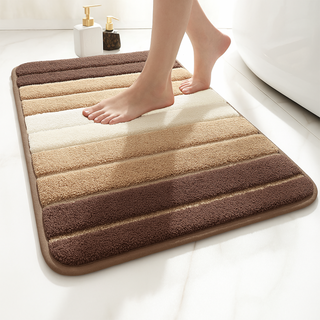 K Collection Multipurpose Microfibre Bath Mat – Super Absorbent Non-Slip Mat - Extra Soft Thick Floor Foot Mat, Fluffy Shaggy Shower Bathroom Mat - Beige