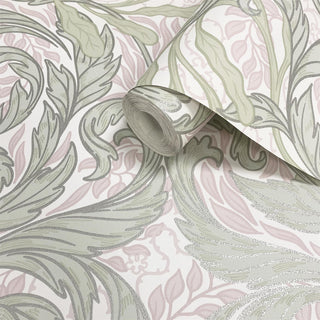 Muriva Vale Leaf Green & Pink Wallpaper 221503 – Stylish Botanical Design