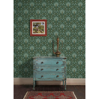 Holden Decor Palm Trellis Blue & Green Wallpaper - 10m x 53cm - Perfect for Livingroom Areas
