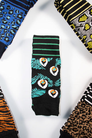 Ladies 5 Pack Wellington Boot Socks - Animal Skin Stripe Designs