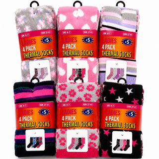 K Collection Ladies Thermal Socks 12 Pairs – Soft Pastel Colours - Warm Winter Brushed Socks for Women UK 4-7 (EUR 37-41) Assorted Designs