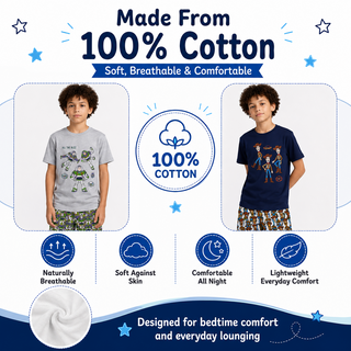 Disney Toy Story 5 Boys Pyjamas Pack of 2 – Buzz Lightyear & Woody Design Long Pyjama Sets – 100% Cotton Kids Sleepwear Multipack – Ages 18 Months to 10 Years