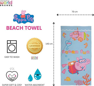Peppa Pig Towel - Ocean Fun Design - 100% Cotton - 140 x 70cm