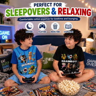 Gamer Brainrot Pyjamas Pack of 2 Short Sets | Kids Cotton Py - Image 6