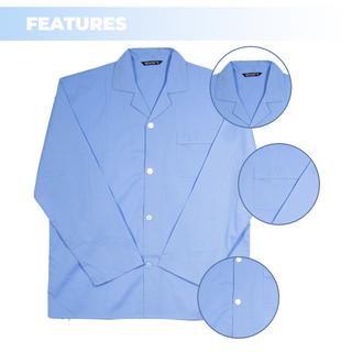 Keanu Mens Woven Pyjamas Set - Multiple Designs - Long Sleeve Button Down Shirt with Chest Pocket and Straight Leg Pants