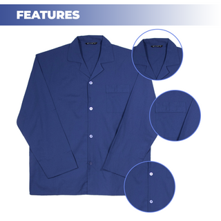 Keanu Mens Woven Pyjamas Set - Multiple Designs - Long Sleeve Button Down Shirt with Chest Pocket and Straight Leg Pants