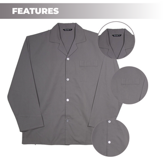 Keanu Mens Woven Pyjamas Set - Multiple Designs - Long Sleeve Button Down Shirt with Chest Pocket and Straight Leg Pants