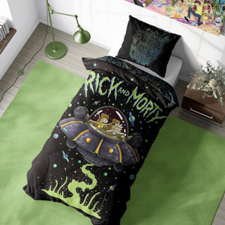 Rick and Morty Reversible Duvet Set - UFO Design -Single