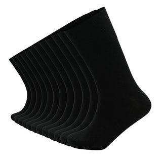 Mens 12 Pack Bamboo Socks, Mid Calf, Anti Bacterial, Non Elastic Socks - Black