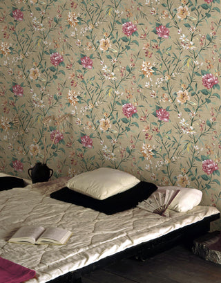 Holden Decor Decor Oriental Trail Wallpaper - Taupe & Navy - 10m x 53cm Wide
