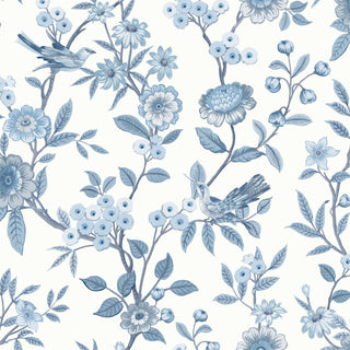 Fine Decor Eleanor Floral Birds in Yellow, Cream and Blue Wallpaper - 10m x 53cm Wide