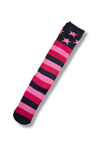Ladies 5 Pack Wellington Boot Socks, Thermal - Hearts, Stars and Stripe Patterns