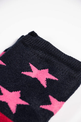 Ladies 5 Pack Wellington Boot Socks, Thermal - Hearts, Stars and Stripe Patterns