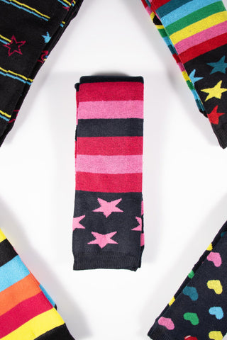 Ladies 5 Pack Wellington Boot Socks, Thermal - Hearts, Stars and Stripe Patterns