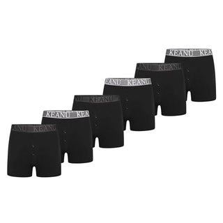 Keanu Pack of 6 Mens Button Front Boxer Shorts - Plain Colours Design - Cotton Blend