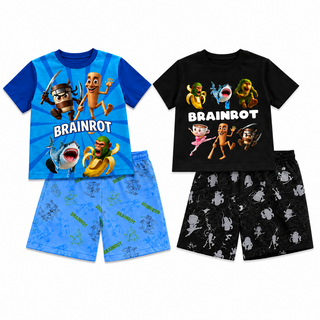 Gamer Brainrot Pyjamas Pack of 2 Short Sets | Kids Cotton Py - Image 9