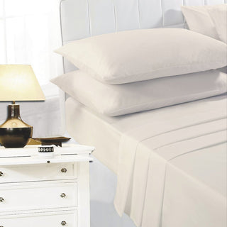 K Collection Percale Easy Care Fitted Sheets - Cream Design - Available in Single, Double, King and Super King