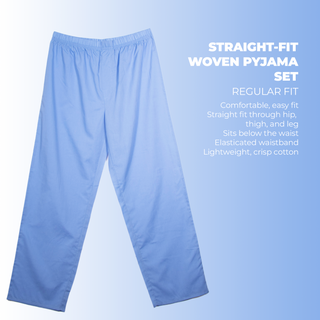 Keanu Mens Woven Pyjamas Set - Multiple Designs - Long Sleeve Button Down Shirt with Chest Pocket and Straight Leg Pants