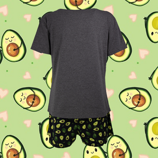 Keanu Ladies Shortie Pyjamas - Avocado You Complete Me Design - Cotton Blend