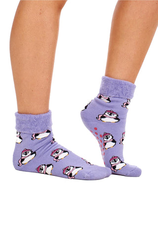 Ladies 4 Pack Super Soft Bed Socks, Fleece Lined Brushed Thermal - Animal Print