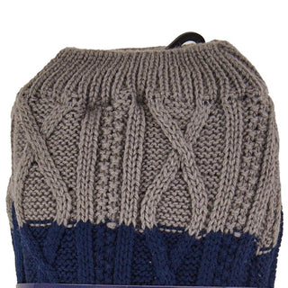 Mens Slipper Socks, Sherpa Lined with Anti Slip Grippers - Navy/Grey