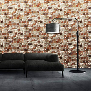 Muriva Stone Loft Orange and White Brick Wallpaper - 10m x 53cm Wide