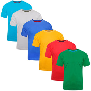 Keanu Boys Pack of 6 T-Shirts - Light Assorted Colours Design - 100% Cotton