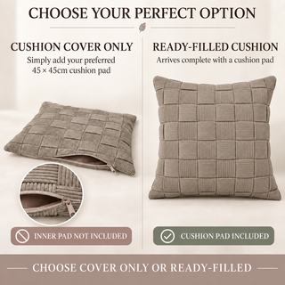 K Collection Corduroy Check Filled Cushions 45cm – Multiple Colours