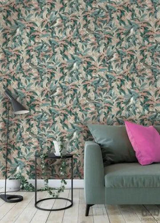 Holden Decor Brassica Apricot/Silver Wallpaper 90333 – Elegant Botanical Leaf Design – 10m Roll