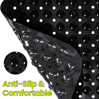K Collection Premium Non Slip Shower Mat – Anti Mould & Mildew, 200 Suction Cups – Extra Long 100x40cm Rubber PVC Bath Mat – Machine Washable – Black