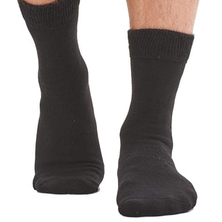 Mens 6 Pack Brushed Thermal Black Socks
