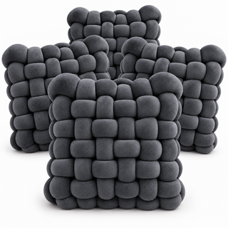 K Collection 4 Pack Knotted Cushions – 30 × 30cm Soft Woven Decorative Cushions