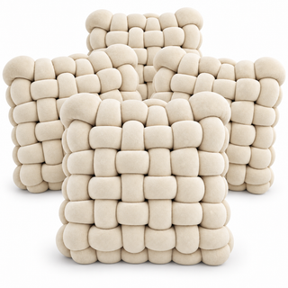 K Collection 4 Pack Knotted Cushions – 30 × 30cm Soft Woven Decorative Cushions