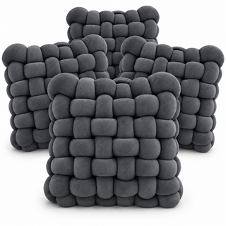 K Collection 4 Pack Knotted Cushions – 30 × 30cm Soft Woven Decorative Cushions