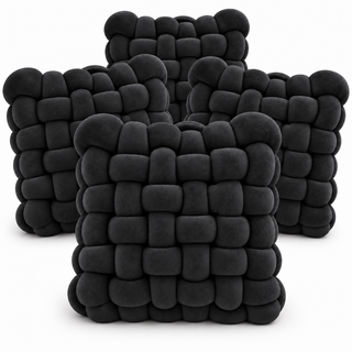 K Collection 4 Pack Knotted Cushions – 30 × 30cm Soft Woven Decorative Cushions