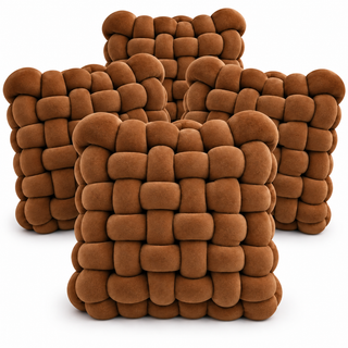 K Collection 4 Pack Knotted Cushions – 30 × 30cm Soft Woven Decorative Cushions