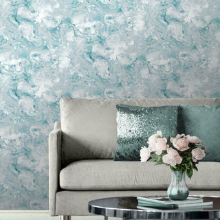 Muriva Elixir Marble Teal Wallpaper 166503 10m Roll Luxury Modern Feature Wall