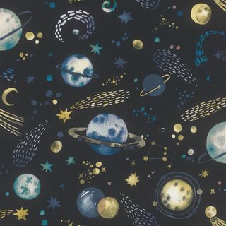 Rasch Space Celestial Skies Light Blue and Navy Stars Planets  Wallpaper - 10m x 53cm Wide