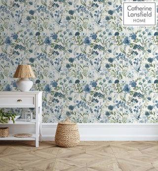 Muriva Countryside Floral Blue Wallpaper 206543 – Charming Floral Design – 10m Roll