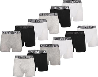 Keanu Pack of 12 Mens A Front Boxer Shorts - Plain Colours Design - Cotton Blend