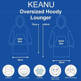 Keanu Unisex Fleece Oversized Hoodie - Plain Navy Design - Super Soft Sherpa